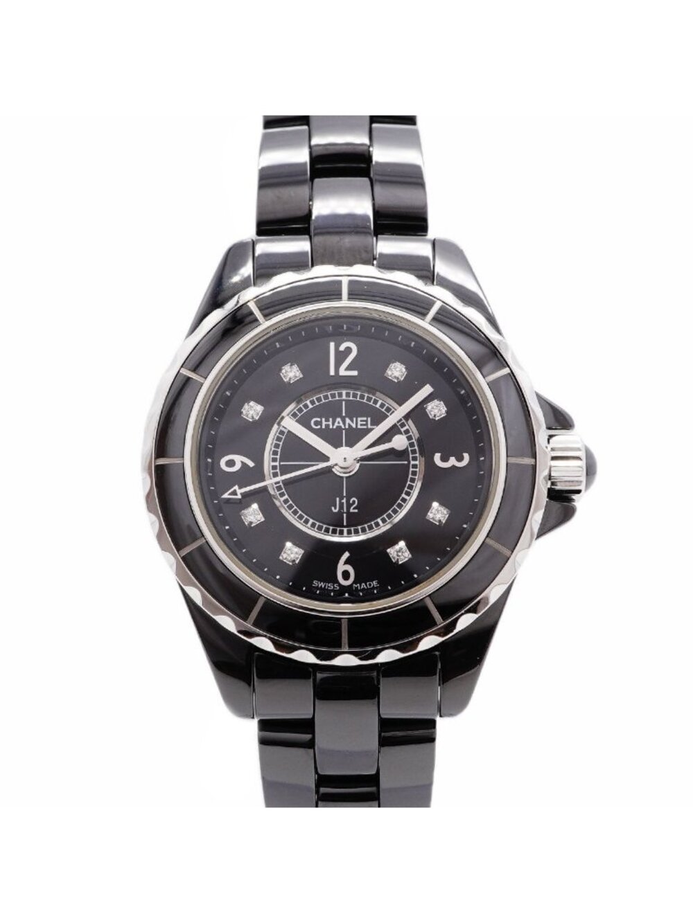 Chanel Diamond Black Dial Watch